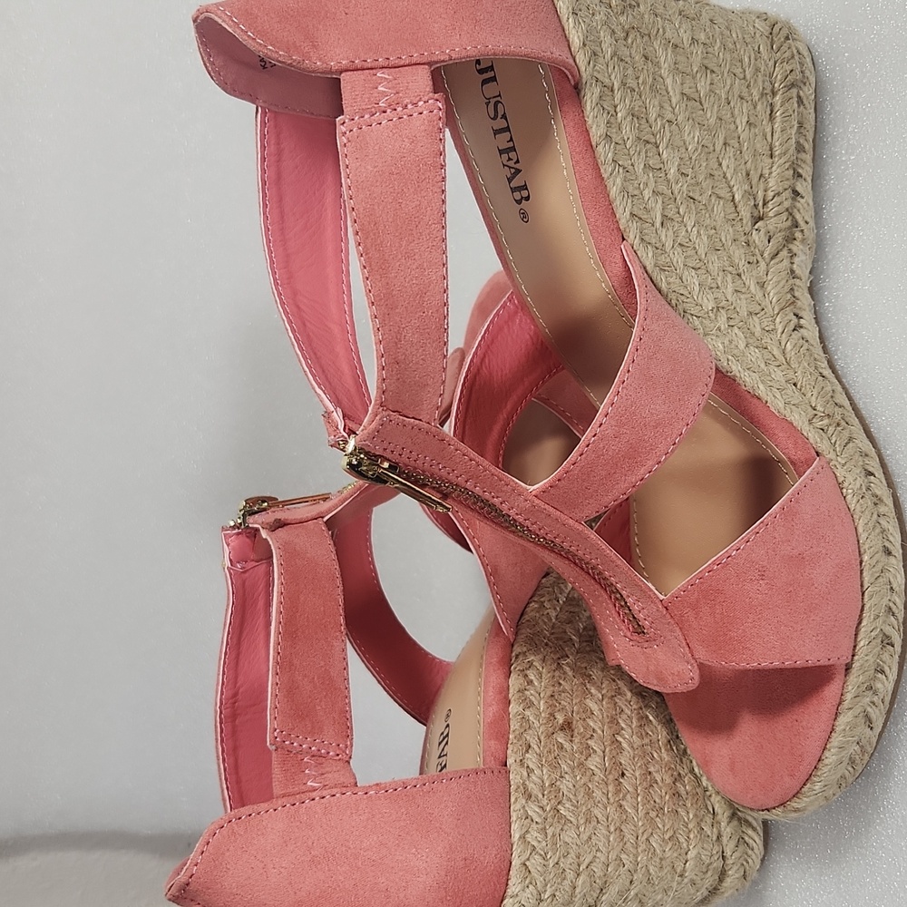 Coral Wedge Sandals Just Fab "Karsey" New In Box size 8 Rope Heel - Picture 13 of 15